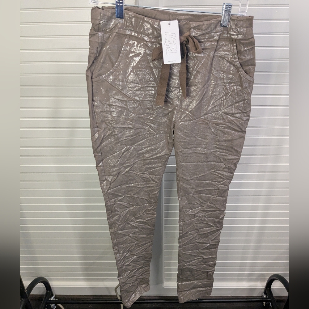 Shimmering Taupe Skinny Stretch Pants